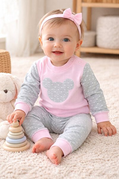 Atlas Baby House طقم مكون من قطعتين من القطن بنسبة 100% باللون الوردي من ميكي...