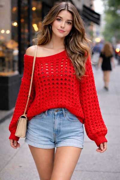 Noa&Noa Perforated Openwork Knitwear Sweater