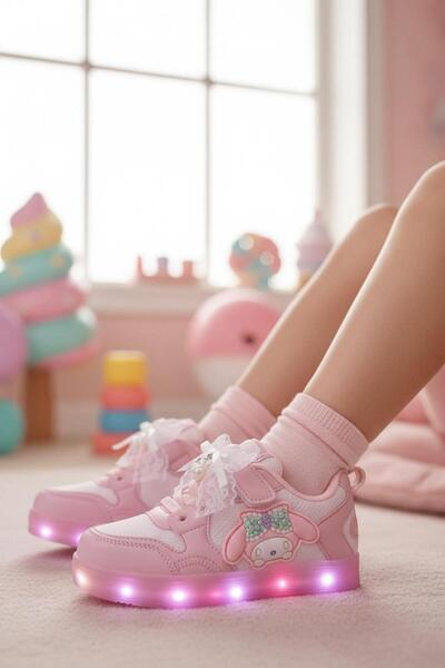 Tuğba Ortopedi 300 Ortopedik Kız Çocuk Pudra Işıklı Sneaker
