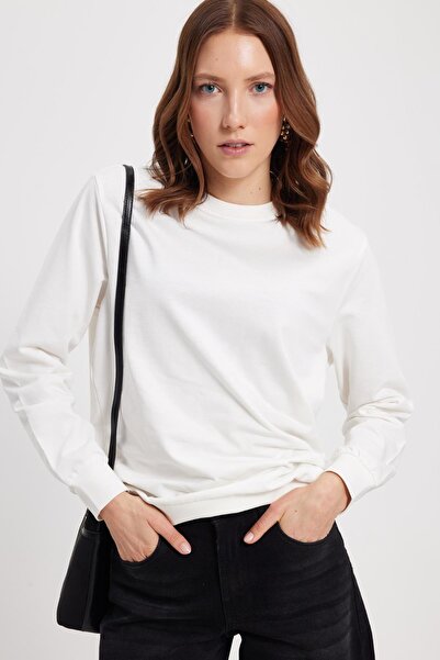 Tudors Women's Oversized Wide Cut 100% Cotton 2 Thread Crew Neck White Sweats...