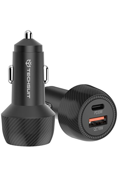 Techsuit C7 Fast Charge USB-A + USB-C 48W Negru