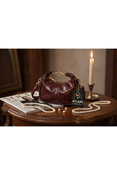 Atlaasbags Mari Bordo Rugan El ve Omuz Çantası