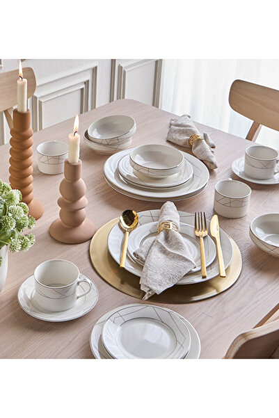 VISTA طقم عشاء جديد من الخزف الصيني الفاخر مكون من 20 قطعة - يكفي 4 أشخاص