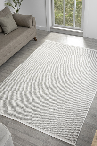 SEYRAN HALI Step Krem Gri Halı Yumuşak Dokulu Halı Kilim Salon Mutfak Koridor...