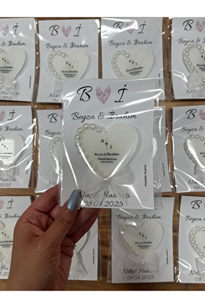 TWİN COLLECTION İnci Detaylı Kalp Pleksi Model Kartlı Jelatinli Söz - Nişan -...