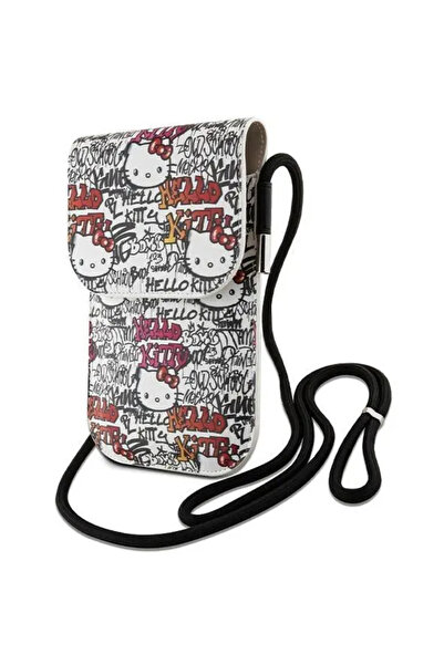 Hello Kitty Leather Tags Graffiti Cord bag - beige