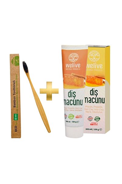 Welive مجموعة فرشاة أسنان من الخيزران ومعجون أسنان بالبروبوليس - عناية طبيعية...
