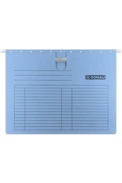 donau Hanging file with rail, cardboard 230g/sqm, metal rod, 5 pcs/set, - blue