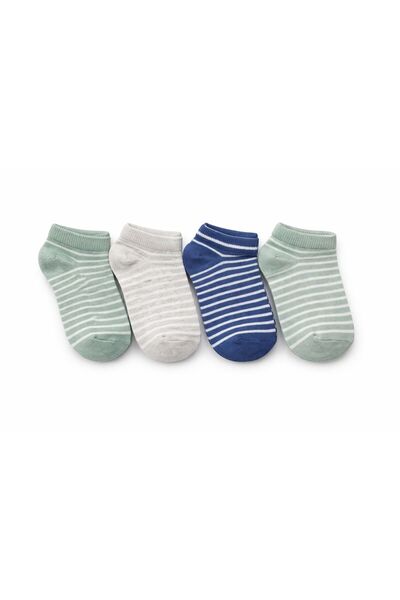 SOLDE SOCKS مجموعة من 4 جوارب قطنية يومية للأطفال - نمط مخطط، جودة عالية