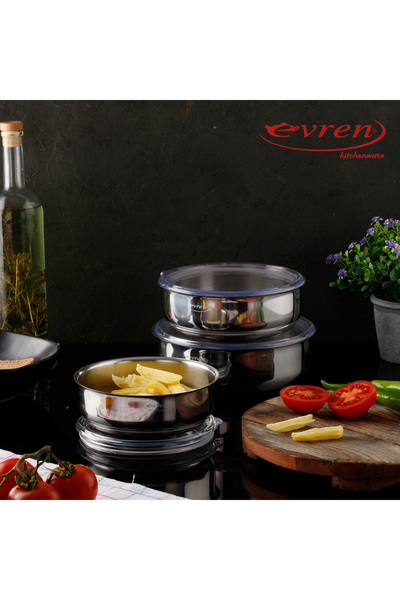 EVREN MUTFAK 6 Piece Venus Stainless Steel Storage Container Set (Silver)