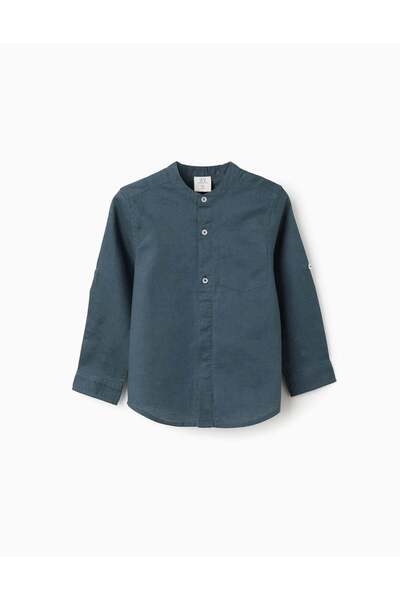 Ziddy LS SHIRT LINEN MAO, DARK BLUE, 8/9