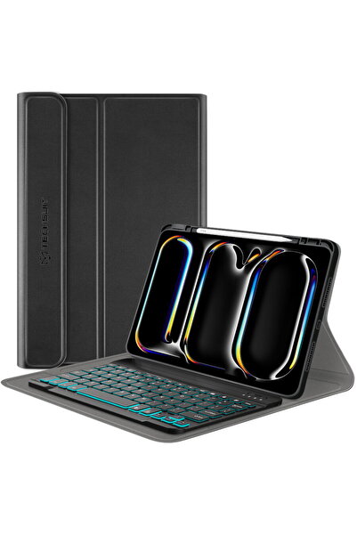 Techsuit Husa cu Tastatura pentru iPad Pro 11 (2024) - CozyTab Case - Black