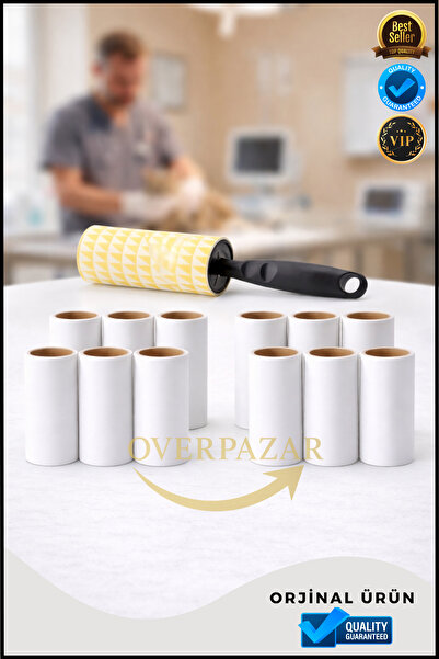 Overbazaar Lint Collector Roller Set |   12 Replacement Rollers + 1 Handle | ...