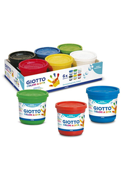 Giotto Tempera lavabila, pentru pictura cu mana, 6 culori x 200ml/set Dita Fi...