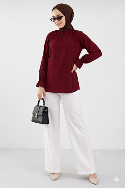 CNG MODA Gathered Sleeves Poplin Shirt