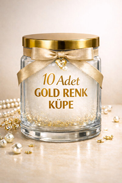 TURBİJ 10 Adet Gold Renk Küpe Sürpriz Takı Kavanozu Seti