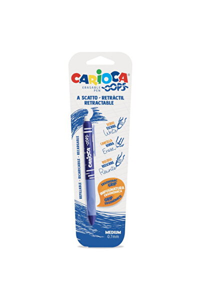 CARIOCA Erasable pen, 0.7mm, retractable, Oops - blue