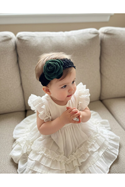 Jolanda Red Velvet Floral Tulle Baby Girl Hair Bandana