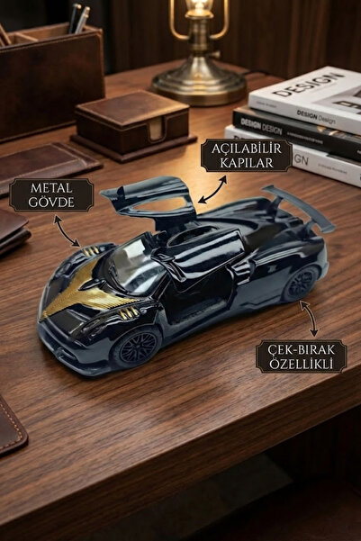 craftivio Metal Çek Bırak Oyuncak Araba Pagani Huayra Model 12cm Kapıları Açı...