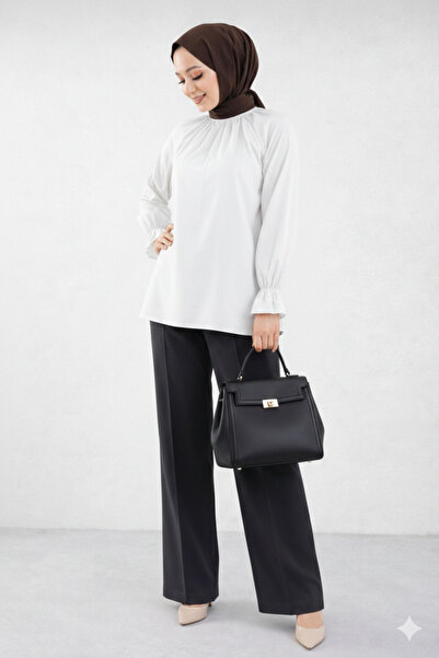 CNG MODA Gathered Sleeves Poplin Shirt