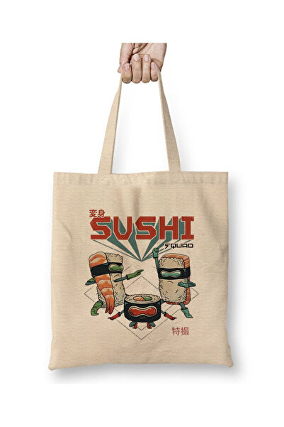 Toyaso Sushi Squad White Tote Bag Long Handle Shopping Bag Beach Bag