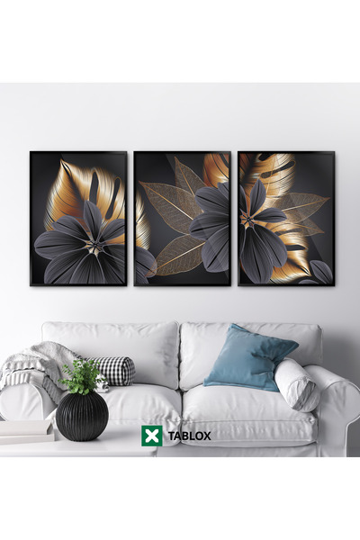 TABLOX Set de pictură MDF estetic, cu 3 piese, cu rame din lemn real, decorat...