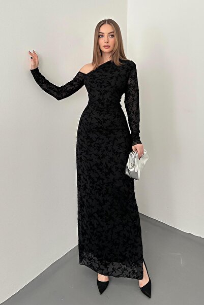 Elbee Fashion Woman Black Transparent Dress