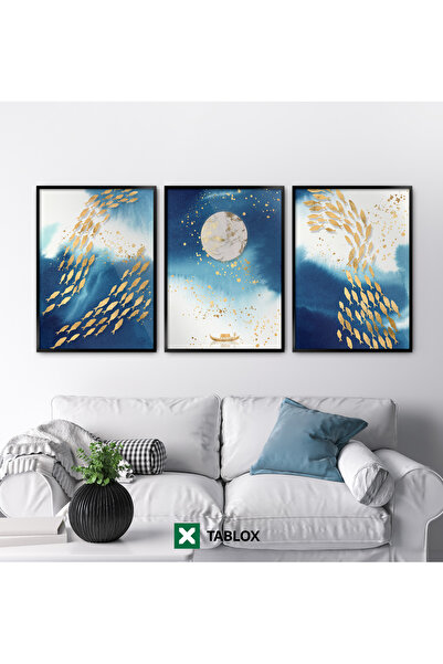 TABLOX Set de pictură MDF estetic minimalist, cu 3 piese, cu rame din lemn re...