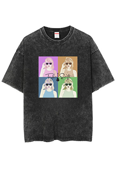 Le Savu Washable Taylor Swift Printed Printed Unisex Oversized Vintage T-Shirt