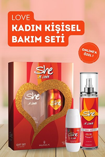 She Love Kadın Kişisel Bakım Seti ( Parfüm + Body Mist + Deodorant + Roll On )