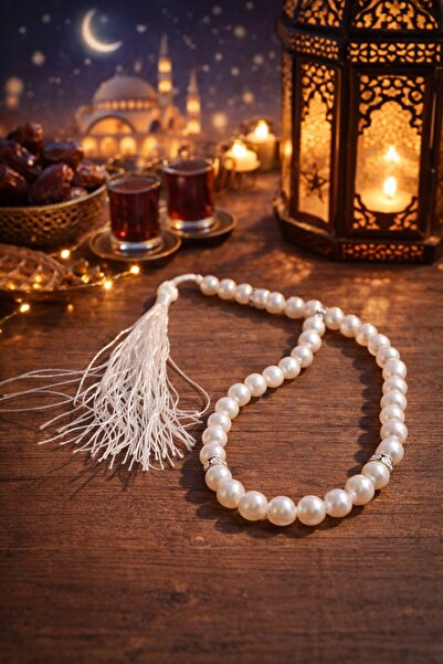 Emtory Home İnci Boncuklu 33'lü Tesbih – Ramazan & Dini Günlere Özel Şık Tasa...