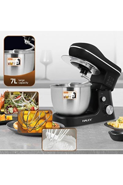 HALEY Mixer cu Bol Profesional - 1200W, 7L, 6 Trepte, Turbo, Inox, Framantare...