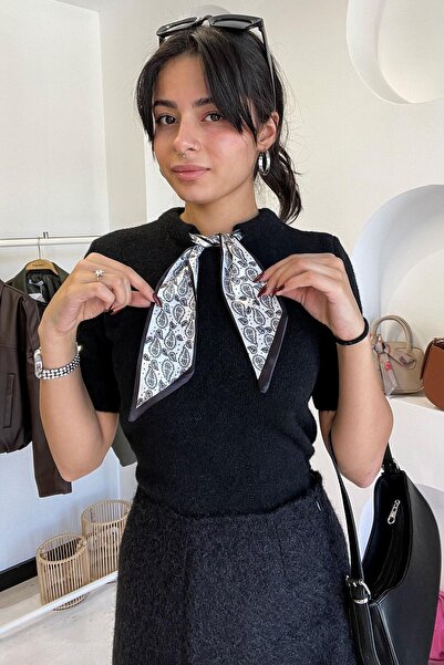 elif&co Flar Collar Short Sleeve Knitwear Sweater - Black Black