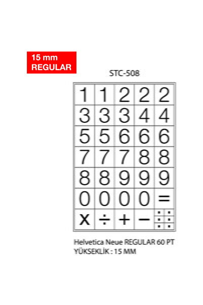 Cif Number labels, 0-9, 2 sheets/set, TANEX - 15mm regular