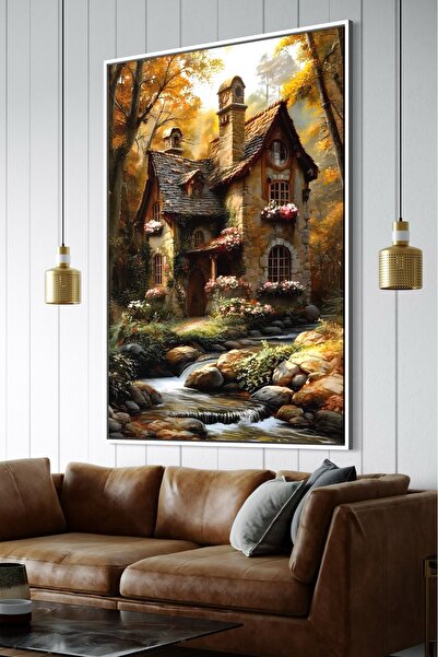 ARTAN GALLERY İtalyan Kadife Orman Evi Duvar Tablosu | Yağlı Boya Görünümlü |...