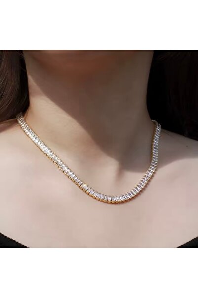Bylin 316 L Surgical Steel Double Row Zircon Stone Necklace-Stone 6mm/ Length...
