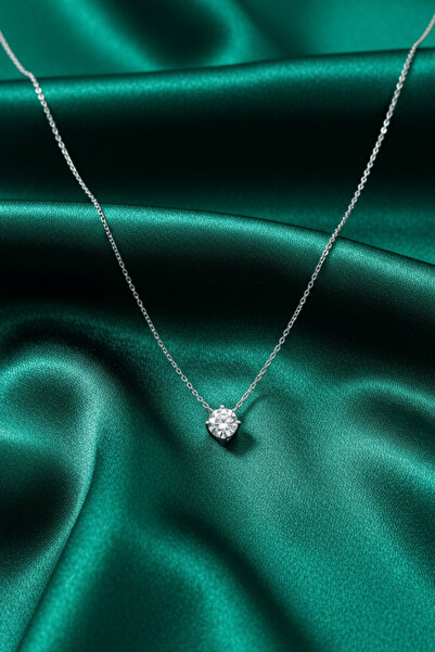 Julia Silver 925 Ayar Tek Taşlı Gümüş Modern Kolye