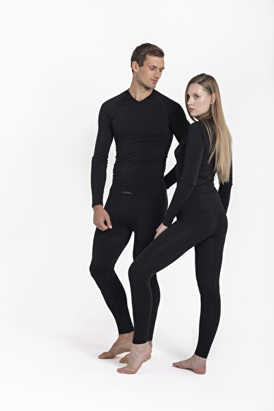 OIL COMPANY Unisex V Yaka Uzun Kollu Isı Yalıtımlı Esnek Nem Emici Rüzgar Geç...