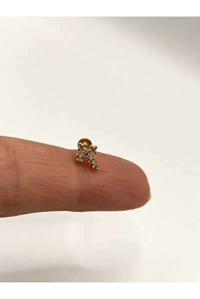 kurukafagift Taşlı Haç Piercing 8 mm