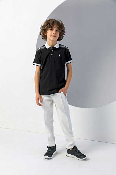 incity Boy's Seahorse Logo Polo T-Shirt with Stripe Detail-New Season