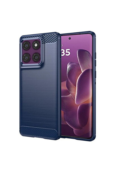 Techsuit Husa pentru Motorola Edge 60 Pro - Carbon Silicone - Blue