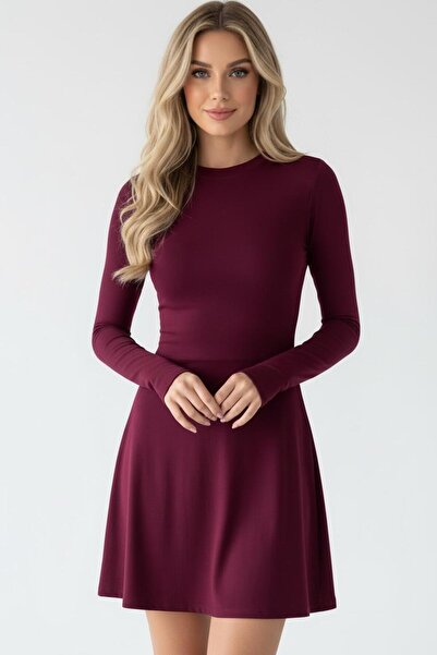 Bliss Rochie mini guler rotund cu mânecă lungă pentru femei