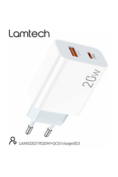 Lamtech 9982018023527 QC3.0 PD 1xUSB + 1xUSB Type-C 20W Alb
