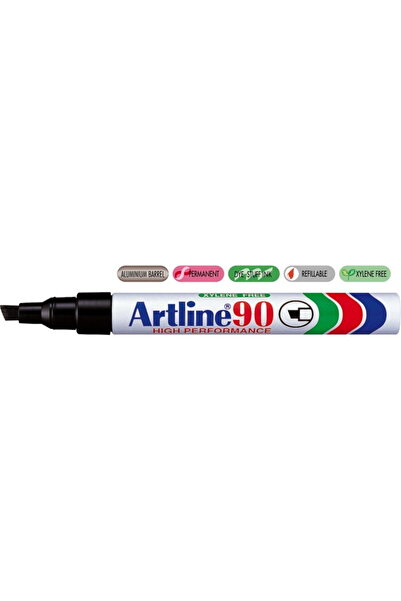 artline Permanent marker 90, corp metalic, varf tesit 2.0-5.0mm - negru