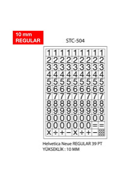 Cif Number labels, 0-9, 2 sheets/set, TANEX - 10mm regular