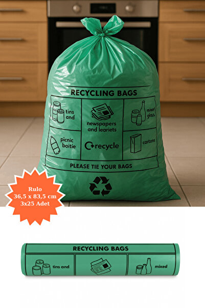 Poshetto كيس قمامة أخضر قابل للطي 36.5 × 83.5 سم 3 × 25 قطعة للمطبخ المنزلي و...