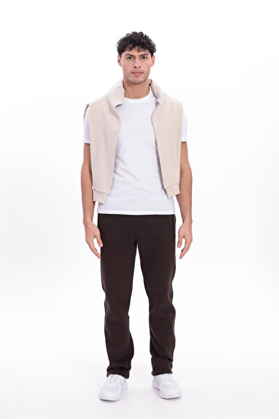 Rowinger بنطلون رياضي رجالي ذو 3 خيوط ونسيج سميك مع جيوب بسحاب وساق مستقيمة