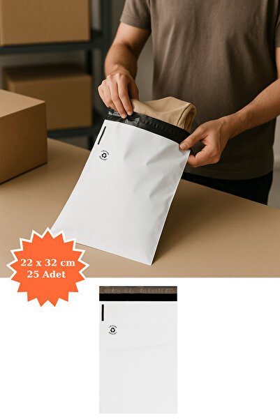 Plas+Plus Kargo Poşeti Beyaz 22 x 32 cm 25 Adet