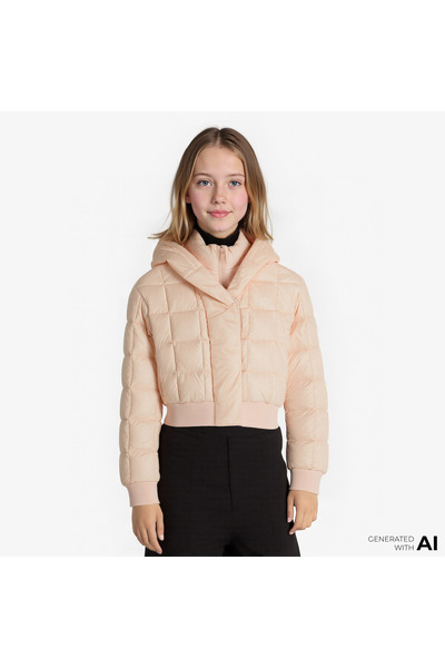 Calvin Klein Archive Grid Puffer Çocuk Pembe Ceket