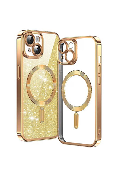 Techsuit Husă pentru iPhone 14 Plus - Lux cu sclipici MagSafe - Auriu